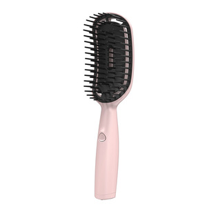 Rechargeable Atomizing Comb Pink Nylon Brush Portable Electric Hair Volumizing Styling Tool - Product Image 4