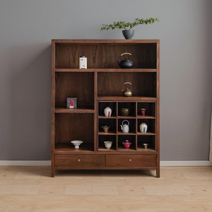 Armoire de présentation en bois massif 110x35x130cm, étagère de rangement pour thé de style chinois, meubles de salon et de chambre à coucher - Product Image 3