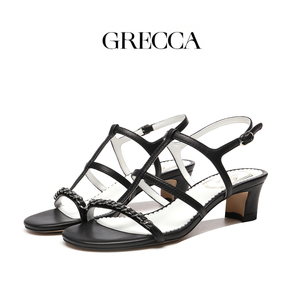 Sandali Donna Moda 2025 Nuovi Estivi con <span class=keywords><strong>Tacco</strong></span> Grosso e Lacci Dorati, Open Toe Sexy, Vendita all'Ingrosso dalla Fabbrica - Product Image 2