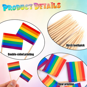 Diseño personalizado Mini Premium Quality Assurance Paper Rainbow Palillo <span class=keywords><strong>de</strong></span> dientes para Cupcake Topper Decoración - Product Image 5