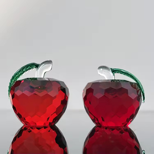 Cắt pha lê táo chặn giấy màu đỏ kim cương pha lê thủy tinh Táo trang - Product Image 5