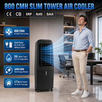 Pendingin Udara Digital 60W AC 30W DC dengan Kontrol Sentuh, Bertenaga Baterai, untuk Pesta di Taman, Desain Tanpa Kabel