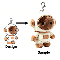 Porte-clés en peluche astronaute personnalisé, brodé, en coton PP doux, breloque de sac, cadeau mignon sur le thème de l'espace