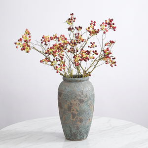 Vase de table en céramique artisanale en poterie rustique, finition perlée Art Déco, pour arrangement de fleurs séchées, décoration moderne pour la maison - Product Image 2