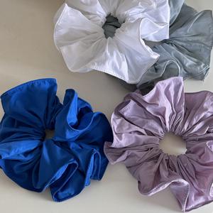 Scrunchies surdimensionnés de 20 cm de style coréen, à plusieurs couches avec texture plissée à carreaux, accessoires pour cheveux pour femmes - Product Image 3