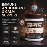 Mélange de café aux champignons en poudre OEM avec Lion's Mane, Chaga, Reishi, Cordyceps pour la concentration, l'énergie, le soutien immunitaire et le bien-être quotidien