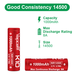 Batería de Iones de Litio de Alta Calidad 14500 Vapcell INR14500 1000mah K10 8A de Descarga - Product Image 4