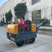 Rouleau de route 0.5ton-0.8ton construction 1t double tambour rouleaux diesel essence marche-derrière vibrant asphalte compacteurs de route prix