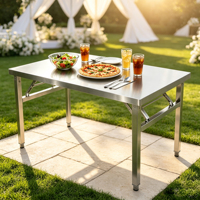 Table pliante en acier pour cuisine commerciale, chariot de vente pour barbecue, autres fournitures pour hôtels et restaurants