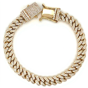 Pulsera de Plata de Ley 925 con Moissanita Tallada, Estilo Cubano Hiphop, Engaste de Micro Puntas, Diseño Grueso Iced Curb, Regalo de Boda, Fiesta, Plata - Product Image 1