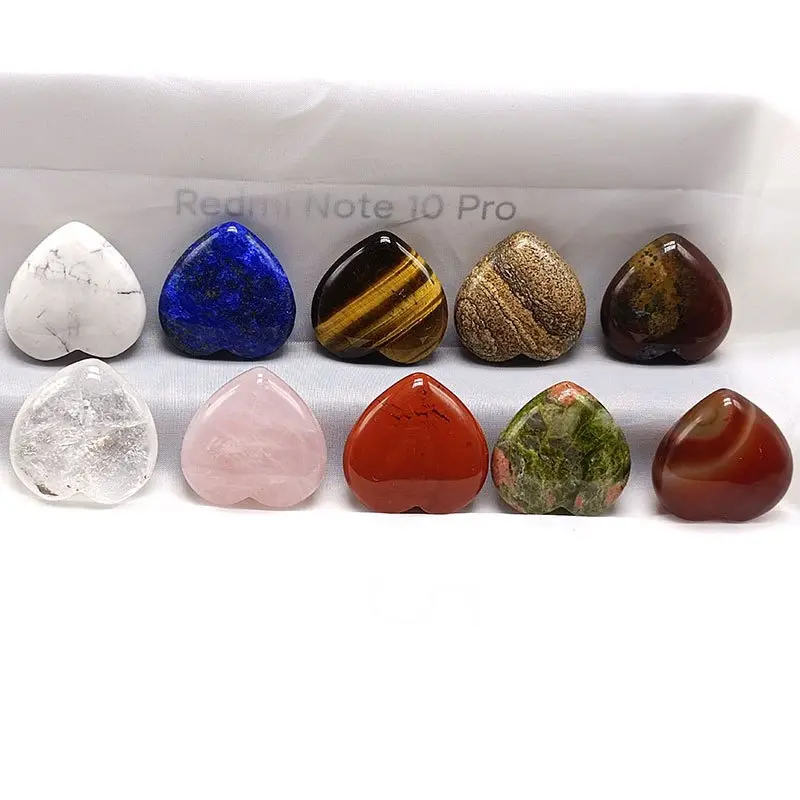 30MM about 1 Inch Reiki Crystals Healing Crystal Gemstone Chakra Hearts, Can Engrave Logo, Can Mix Buy