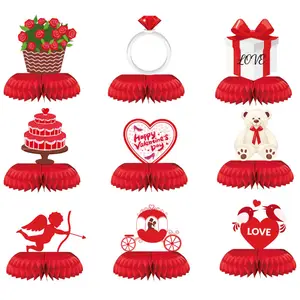 Palmy Valentine 'S Day Papieren Feestdecoraties Tafel Desktop Ornamenten Groothandel Hart Bloemen Honingraatbal