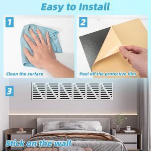 Panel acústico de espuma y poliéster autoadhesivo de doble capa con diseño de rayas de 16x12 pulgadas para reducción de eco y aislamiento acústico - Product Image 6