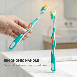 उच्च गुणवत्ता वाले कस्टम लोगो यात्रा मैनुअल टूथब्रश नरम ब्रिस्टल प्लास्टिक को घर के उपयोग के लिए वयस्क टूथब्रश - Product Image 3