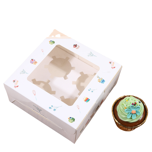Eco-Friendly CupCake Paper Packaging Boxes Recyclable Dessert Bakery Mini Muffin Container with Clear Window