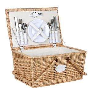 Handmade Mây Lớn Sống Ngoài Trời Cắm Trại Dã Ngoại Giỏ Picknick Giỏ 2 <span class=keywords><strong>Wicker</strong></span> Hamper Set Với Đôi Đóng Mở Xử Lý - Product Image 2