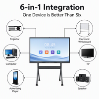 Pantalla Táctil Interactiva Plana 4K con Sistema Dual Android Windows, Pizarra Digital Inteligente con Soporte para Transmisión Inalámbrica