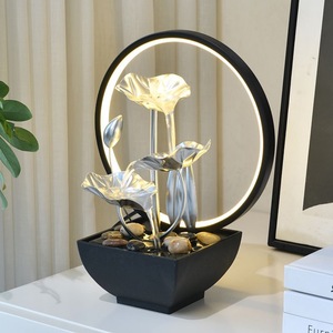 Fontaine d'eau de bureau en métal avec éclairage LED pour la décoration de la maison, salon - Product Image 3