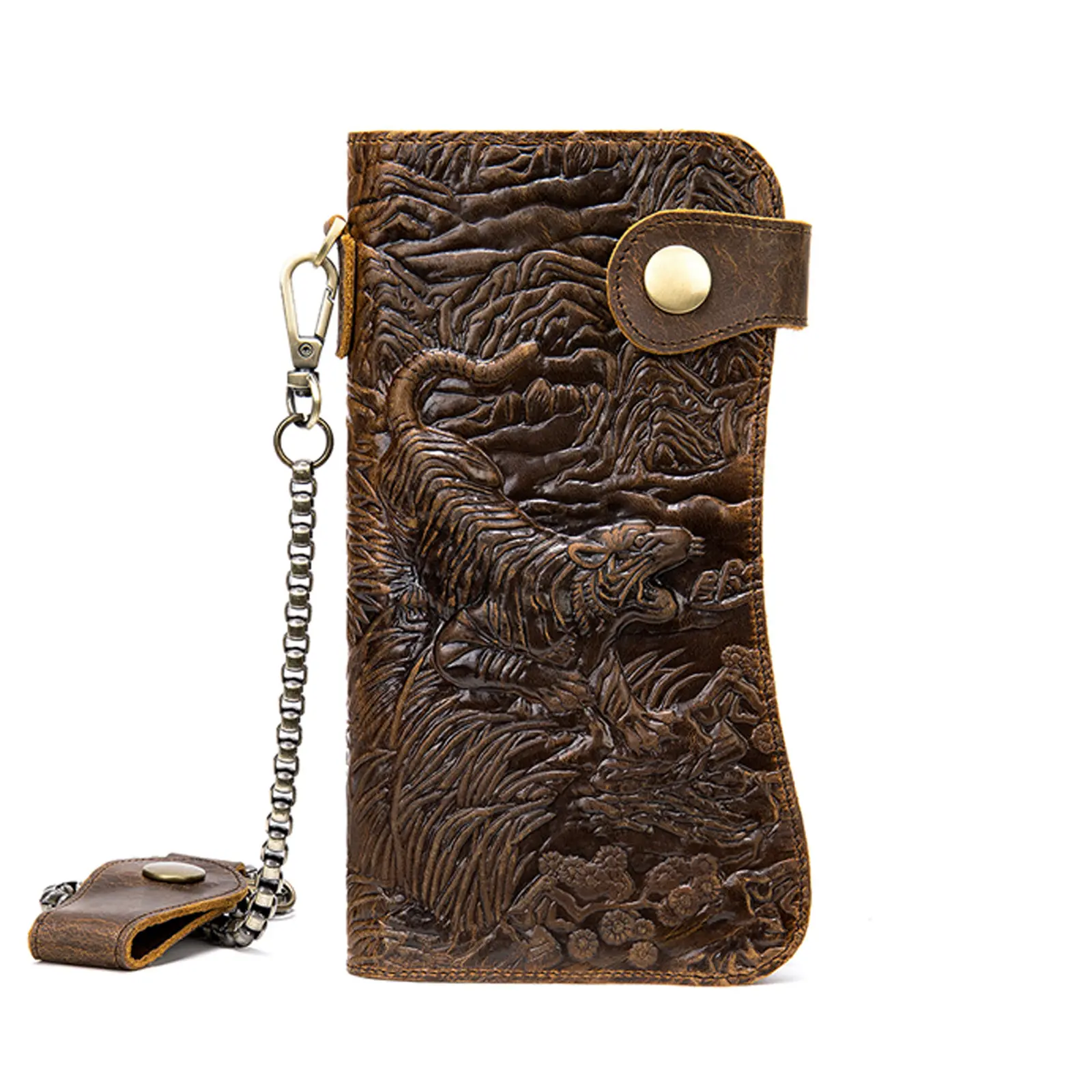 محفظة جلدية للرجال قابلة للتخصيص محفظة هاتف محمول ضد السرقة محفظة النمر الطويلة