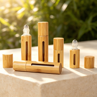 Botol Roller Bambu 3ml 5ml 10ml Isi Ulang, Botol Sampel Parfum Minyak Esensial, Wadah Cairan Kosmetik Perjalanan dengan Bagian Dalam Kaca
