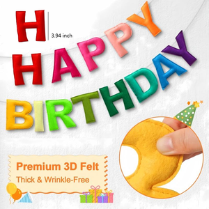 Bannières personnalisables pour fête d'<span class=keywords><strong>anniversaire</strong></span>, 3 modèles, bannières en feutre réutilisables - Product Image 1