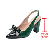 Escarpins de soirée à talon carré pour femme, grande taille 36-43, à bout pointu, à bride arrière, avec nœud décoratif et texture croco