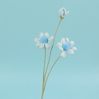 Fleur artificielle en crochet faite à la main, motif marguerite, décoration de bureau, ornement floral en fil, artisanat