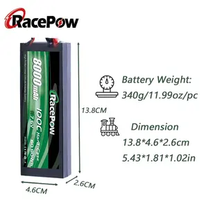 Lipo Rc Auto Accu Packs 2S 7.6V 100c 8000Mah Oem Oplaadbare Lipo Batterij Hard Case Lipo Rc Accu Rc Auto - Product Image 3