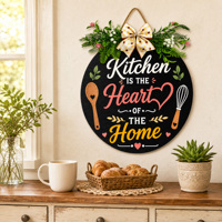 Cuisine Le Coeur Avec La Maison Panneaux Muraux Décor De Ferme Panneau En Bois Rustique Suspendu Art Drôle Guirlande Signe Restaurant Magasin