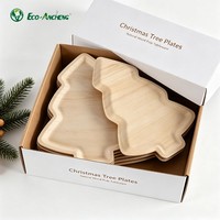 Assiettes carrées en bois jetables biodégradables en bambou, écologiques, pour fêtes, vente en gros