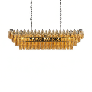 Lustre en verre fumé à 12 lumières à 4 niveaux Grand lustre rectangulaire noir de 54 pouces pour salle à manger Cuisine Lustres - Product Image 1