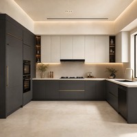 Meubles de cuisine sur mesure en bois massif laqué MDF, cuisine intégrée moderne de luxe pour villa, appartement, îlot de cuisine, usine
