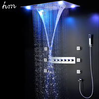 Plafonnier thermostatique SUS304, grand pommeau de douche Led avec pluie et Jet latéral, salle de bain, vente en gros,