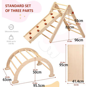 Estructura de Escalada de Madera Grande 7 en 1 Montessori, Gimnasio Interior <span class=keywords><strong>con</strong></span> Balancín, Arco, Rampa y Tobogán para Niños Pequeños - Product Image 6