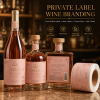 Étiquettes de bouteilles de vin de luxe personnalisées, autocollantes, imperméables, en papier texturé, avec dorure à chaud et découpe, pour emballage de vin