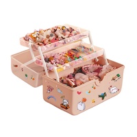 Boîte de rangement empilable à trois niveaux en plastique PP avec poignée de transport, style moderne et minimaliste, pour l'organisation de la coiffeuse, directement de l'usine