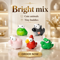 Figurine de coq aux grands yeux, poulet, grenouille, loup, cochon, coq, crocodile en résine, figurine de collection, animal de ferme Kawaii 3D, cadeaux pour enfants, vente en gros