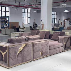 High End Customizable Modern Living Room Italian Luxury Furniture Luxury Genuine Leather DV--BOCAS Exquisite Metal Inlay Art - Product Image 5