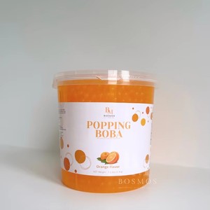 Bosmos Orange Popping <b>Boba</b> 3.3kg Bottle-HALAL/HACCP Certified Taiwan <b>Bubble</b> Tea Bursting <b>Boba</b> - Product Image 1