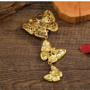 Broche de Mariposa de Lujo de Diseño Exclusivo con Zirconia y Baño de Oro, Engaste de Bisel para Mujer, Moda Vintage, Fiesta, Compromiso, Aleación - Product Image 5