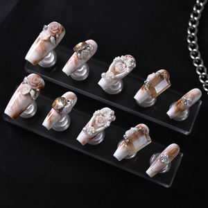 Uñas Postizas de Lujo Hechas a Mano, 10 Piezas, Reutilizables, Cobertura Completa, Acrílicas, Medianas, Precio de Fábrica - Product Image 2