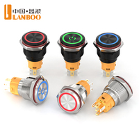 LANBOO 19mm Metal Momentary/Latching Push Button Switch DIY LED Symbol Flat Head Car Modification Custom Logo Stainless Steel