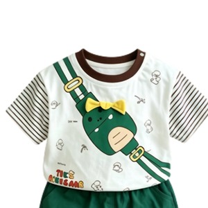 Set Estivo di Borsa a Tracolla con Dinosauri per Bambini, Abbigliamento Carino per Neonati 100% Cotone, Outfit da Esterno con Cartoni Animati, Set di 2 Pezzi per Bambini - Product Image 2