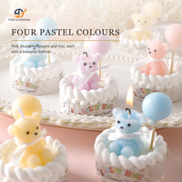 Lot de bougies parfumées en forme d'ours pastel macaron en boîte cadeau pour les fêtes et les présentoirs de magasins de détail