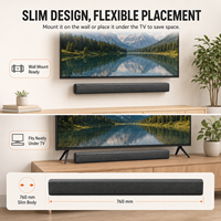 Barre de son fine 200W pour TV 2.1CH avec basses profondes, Bluetooth 5.3, HDMI ARC, entrée optique et télécommande