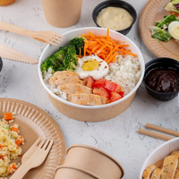 Emballage alimentaire en papier kraft imprimé personnalisé boîte à lunch à emporter et bol à soupe à salade