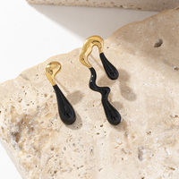 Boucles d'oreilles massives en acier inoxydable plaqué or 18 carats, clous irréguliers en forme de cœur fondant, effet métal liquide, pour femme