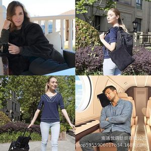 Custom Travel Airplane Bag Nap Shawl Cover Blanket with Buckle Flannel Foldable Casual Double-sided Fleece Storage Blan Blanket - Product Image 6
