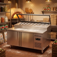 Tables de préparation de sandwichs professionnelles en acier inoxydable, bars à salades, tables de préparation de pizzas et réfrigérateurs de cuisine