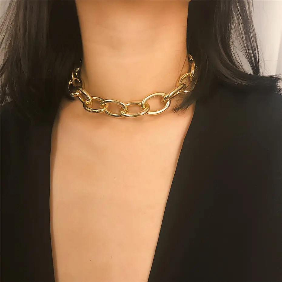 HANSI DON Charm Fashion Metal Choker Vergoldete Ketten Chunky Halsketten Kragen Statement Schmuck für Frauen Neu